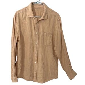 Monoprix Homme Premium Linen Button Down Shirt Large Long Sleeve Neutral Staple